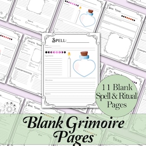 Blank Grimoire Page Bundle | Spells, Herbs, Crystals, and More! - Printable Pages