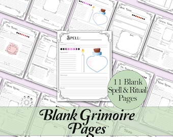 Blank Grimoire Page Bundle | Spells, Herbs, Crystals, and More! - Printable Pages