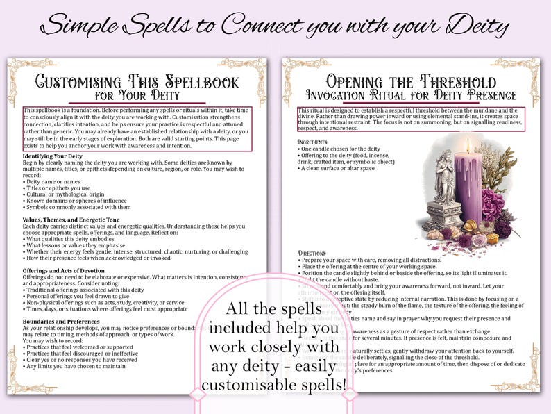 Deity Spellbook | Book of Shadows, 10 Spells for Deity Devotion ...