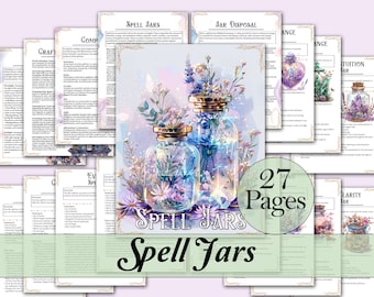 Spell Jar Guide | 20 Spell Jar Recipes & Guide for Building, Charging, and Disposal | Includes Blank Grimoire Page - Printable Pages