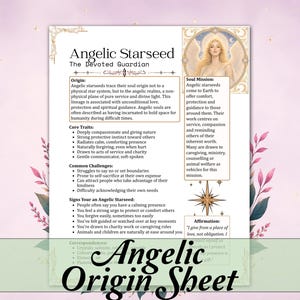 Angelic Starseed Origins Cheat Sheet | Correspondences, Origins, Soul Mission, Core Traits, Affirmation - Printable Pages