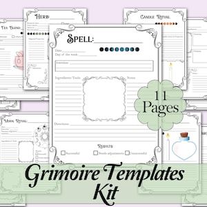 Blank Grimoire Page Bundle | Spells, Herbs, Crystals, Tarot, and More! - Printable Pages