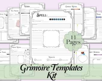 Blank Grimoire Seiten Bündel | Zauber, Kräuter, Kristalle, Tarot und mehr! - Druckbare Seiten