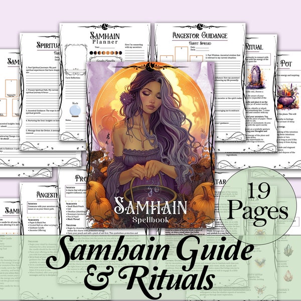 Samhain Sabbat Guide & Ritual Bundle | Correspondences, Spells, Tarot, and More! - Printable Pages