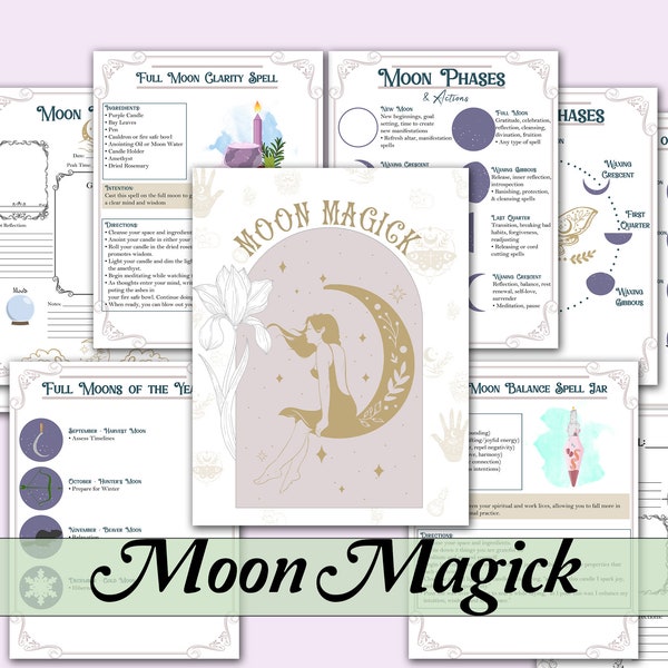 Moon Magick Guide Bundle | Moon Phases, Spells, Rituals, and More! - Printable Pages