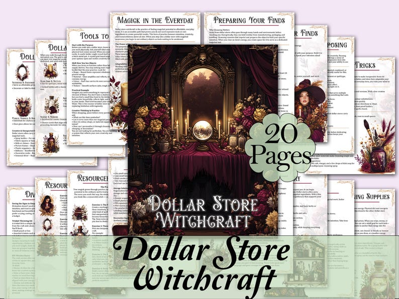 Dollar Store Witchcraft | Affordable Magick on a Budget, Book of Shadows Guide, Divination Tools, Altar Guide, & More! - Printable Pages