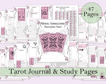 Mystic Connections Tarot Journal & Study | Major + Minor Arcana With Tarot Spreads and Cheat Sheet - Printable Pages