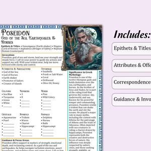 Poseidon Help Poseidon Cheat Sheet | Greek God of the Sea, Earthquakes, and Horses ...