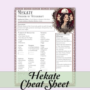 Hoja de trucos sobre Hécate / Diosa griega de la brujería - Páginas imprimibles