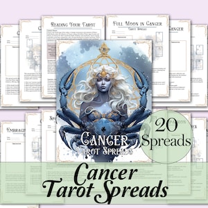 Diário de Tarot de Câncer + Guia | 20 Tarots para Mergulhar Fundo em Suas Marés Emocionais - Páginas para Imprimir