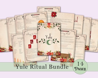 Yule Book of Shadows Bundle | Spells, Rituals, Tarot, and More! - Printable Pages - Vintage Edition