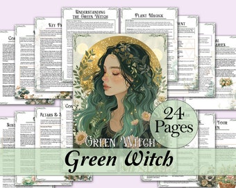 Green Witch Bundle | Guide for Green Witchcraft, Spells, Herb Correspondences, Rituals, Tarot, Journal Prompts, and More! - Printable Pages