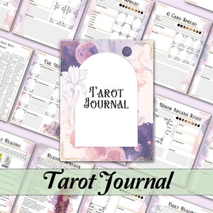 Diario de tarot y hojas de trucos / Lectura, preguntas de muestra, tiradas diarias, semanales y mensuales, cómo crear la tuya propia y mucho más - Páginas imprimibles