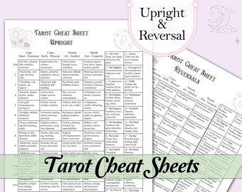 Tarot Spickzettel | Upright & Reversed, Major + Minor Arcana - Druckbare Seiten