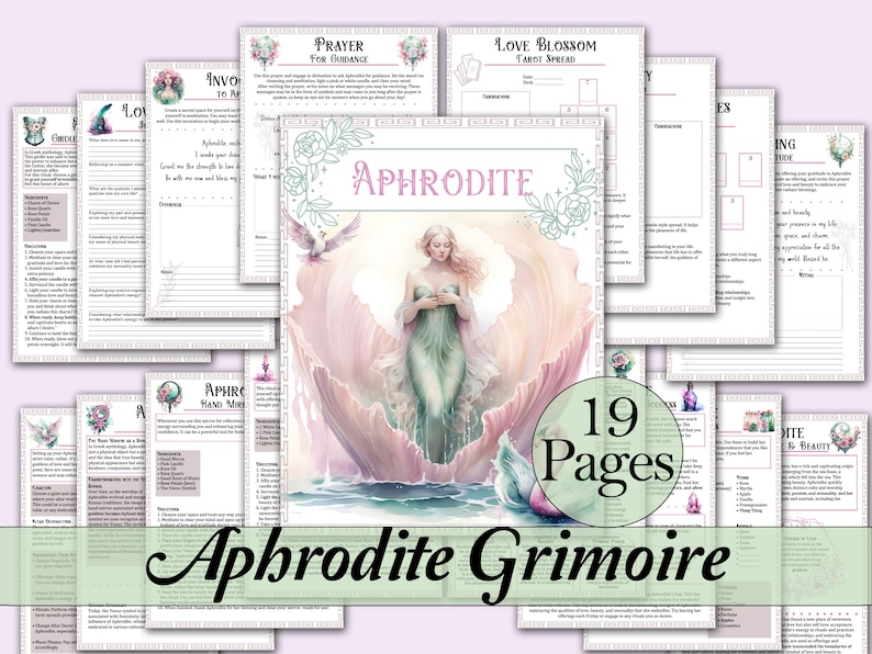 Aphrodite Book of Shadows Bundle | Rituals, Tarot Spreads, Correspondences, and more! - Printable Pages