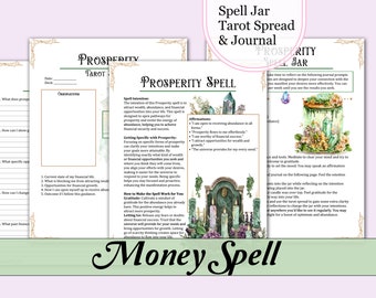 Wohlstand Zauber Kit | Zauberglas-Rezept, Anleitung, Affirmationen, Journal-Eingaben, Tarot-Auflagen - Printable Seiten zum Ausdrucken