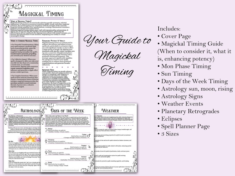 Magickal Timing Guide & Worksheet | Moon Phases, Astrology, Sun Magick ...