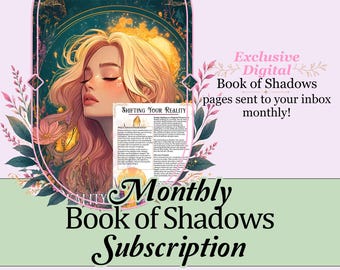 Monatliches Buch der Schatten-Abo | Zeitlich begrenztes Bündel, Zaubersprüche, Tarot, Journal-Aufführungen, Orakel Deck Booster und mehr! - Druckbare Seiten