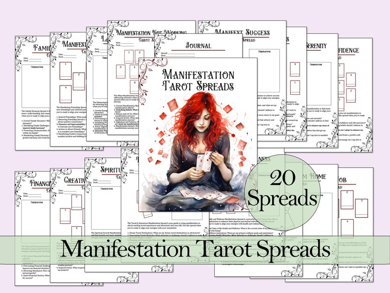 Manifestation Tarot Spread Journal + Guide | 20 Tarot Spreads to Help Manifest Your Dream Life ...