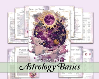 Astrology Basics Bundle | Zodiac Signs, Planets, Houses, Decans, Birth Chart Reading, and more! - Printable Pages