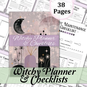 Hexenplaner + Checklisten | Minimalistische Witchy To Do Listen | Monatlich, wöchentlich, täglich, Reinigung, Sabbats, Astrologie & mehr! - Druckbare Seiten