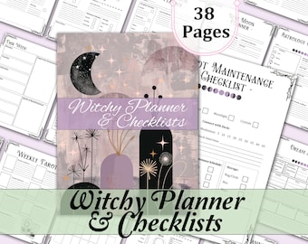 Witch Planner + Checklists | Minimalist Witchy To Do Lists | Monthly, Weekly, Daily, Cleaning, Sabbats, Astrology & More! - Printable Pages