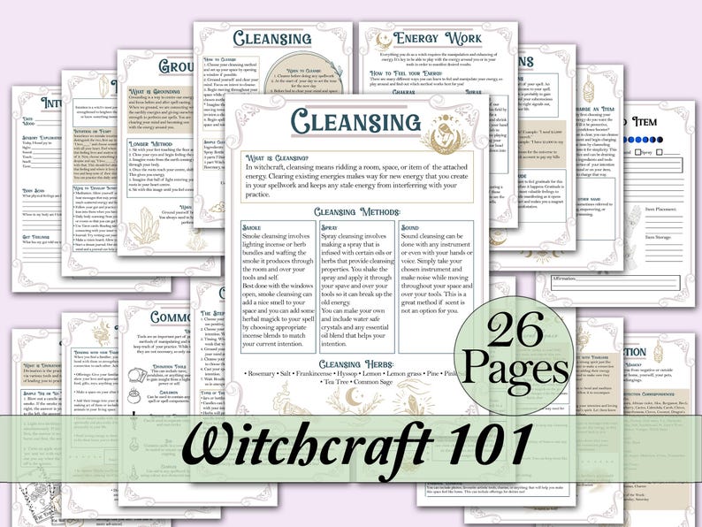 Witchcraft 101 | A Guide to Cleansing, Banishing, Spell Work, and More! - Printable Pages