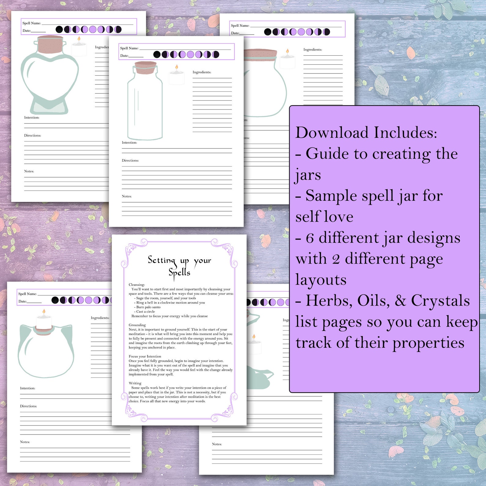 Spell Jar Recipe Pages and Guide 20 Printable Pages Etsy