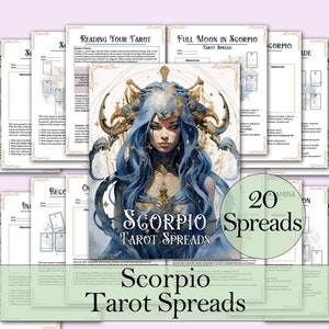 Diario y guía de tiradas de tarot para Escorpio / 20 tiradas de tarot para explorar las profundidades de tu alma - Páginas imprimibles