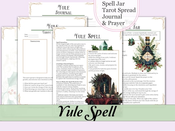 Yule Spell Kit | Spell Jar Recipe, Guide, Affirmations, Journal Prompts, Tarot Spread, Prayer - Printable Pages
