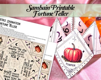 Printable Fortune Teller/Cootie Catcher - Halloween / Samhain | Nostalgic Divination Method with Instructions - Printable