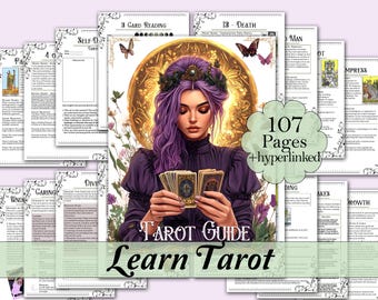 Tarot Beginner's Guide | Hyperlinked + Print | Card Meanings, Reading, Spreads, Cheat Sheets, & More! - Printable Pages