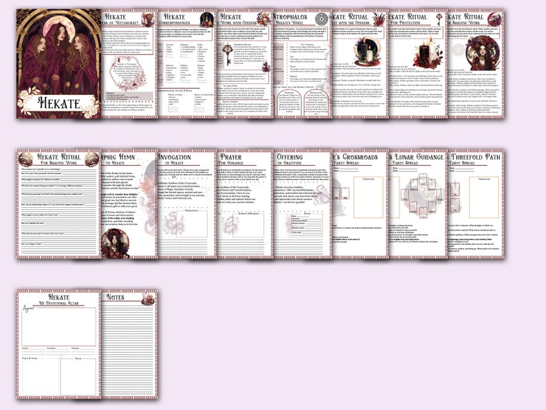 May include: A printable PDF guide to Hekate, the Greek goddess of magic, witchcraft, crossroads, and the moon. The guide includes a ritual, hymns, invocations, prayers, offerings, tarot spreads, and more.