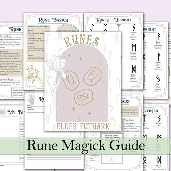 Rune Magick Guide | Meanings, Spreads, Reading Guide, and Dictionary - Printable Pages
