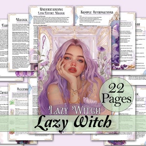 Lazy Witch-bundel | Gids voor eenvoudige hekserij, gemakkelijke spreuken, rituelen, tarot, affirmaties, dagboekaanwijzingen en meer! - Afdrukbare pagina's