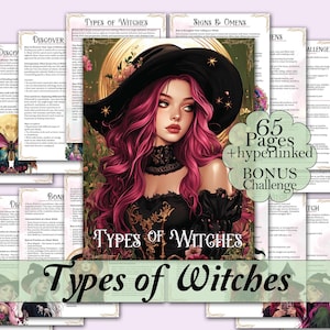 Types of Witches | Guide for Different Types of Witchcraft, with Journal Prompts, + 50 Day Challenge to Discover Your Path - Printable Pages