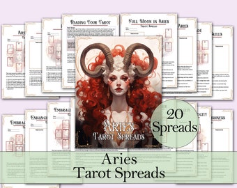 Aries Tarot Spread Journal + Guide | 20 Tarot Spreads to Ignite Your Inner Fire - Printable Pages