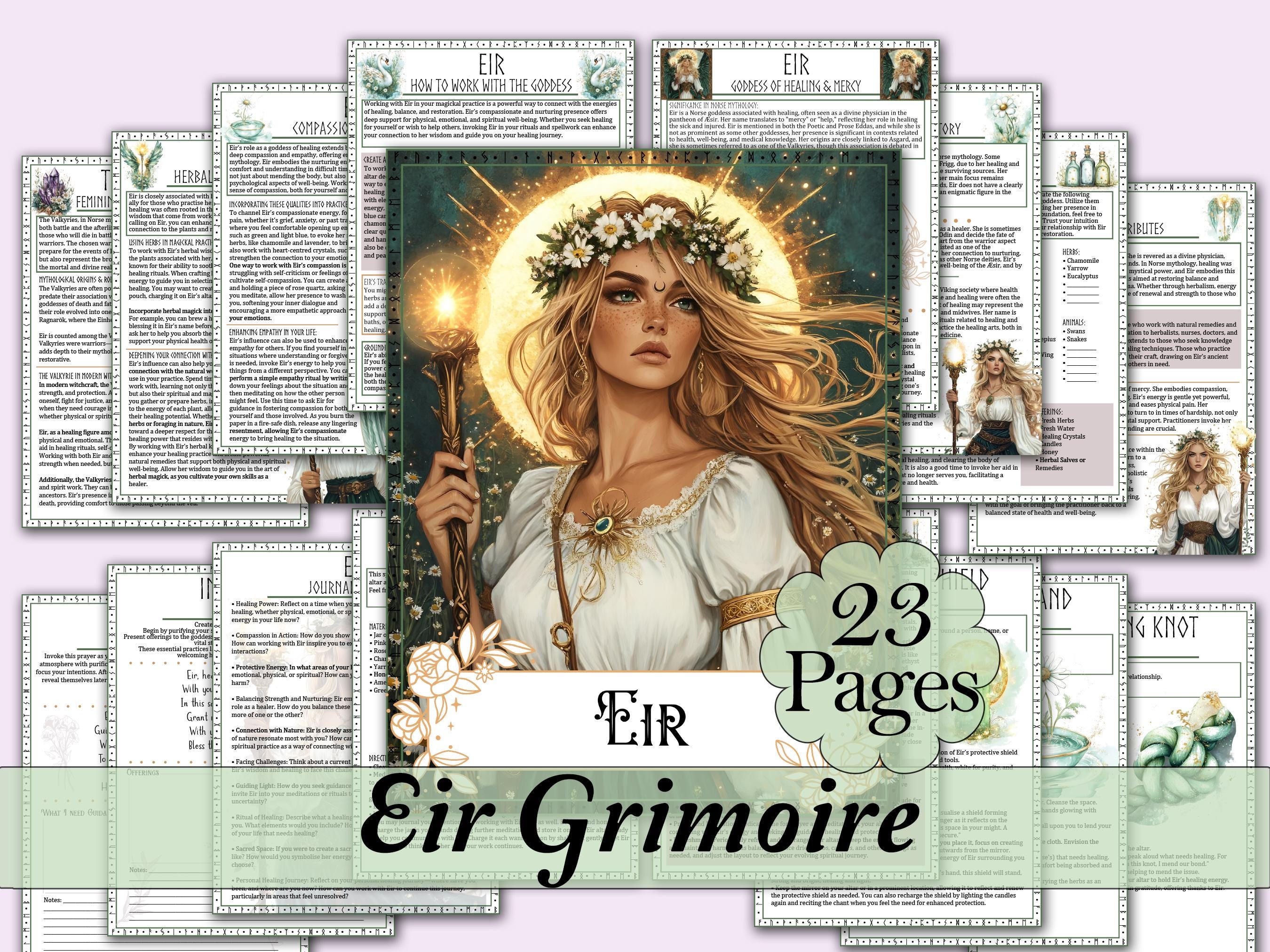 Eir Book of Shadows Bundle | Norse Goddess of Healing & Medicine | Tarot/Rune Spreads, Rituals, Journal Prompts, and More! - Printable Pages