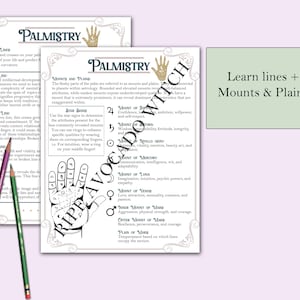 Palmistry Basics Guide &amp; Worksheet | Printable Pages - Etsy