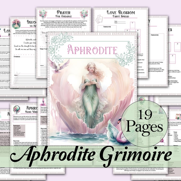 Aphrodite Book of Shadows Bundle | Rituals, Tarot Spreads, Correspondences, and more! - Printable Pages