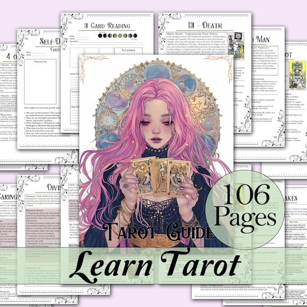 Tarot Beginner's Guide | Card Meanings, Reading, Spreads, Cheat Sheets, & More! - Printable Pages