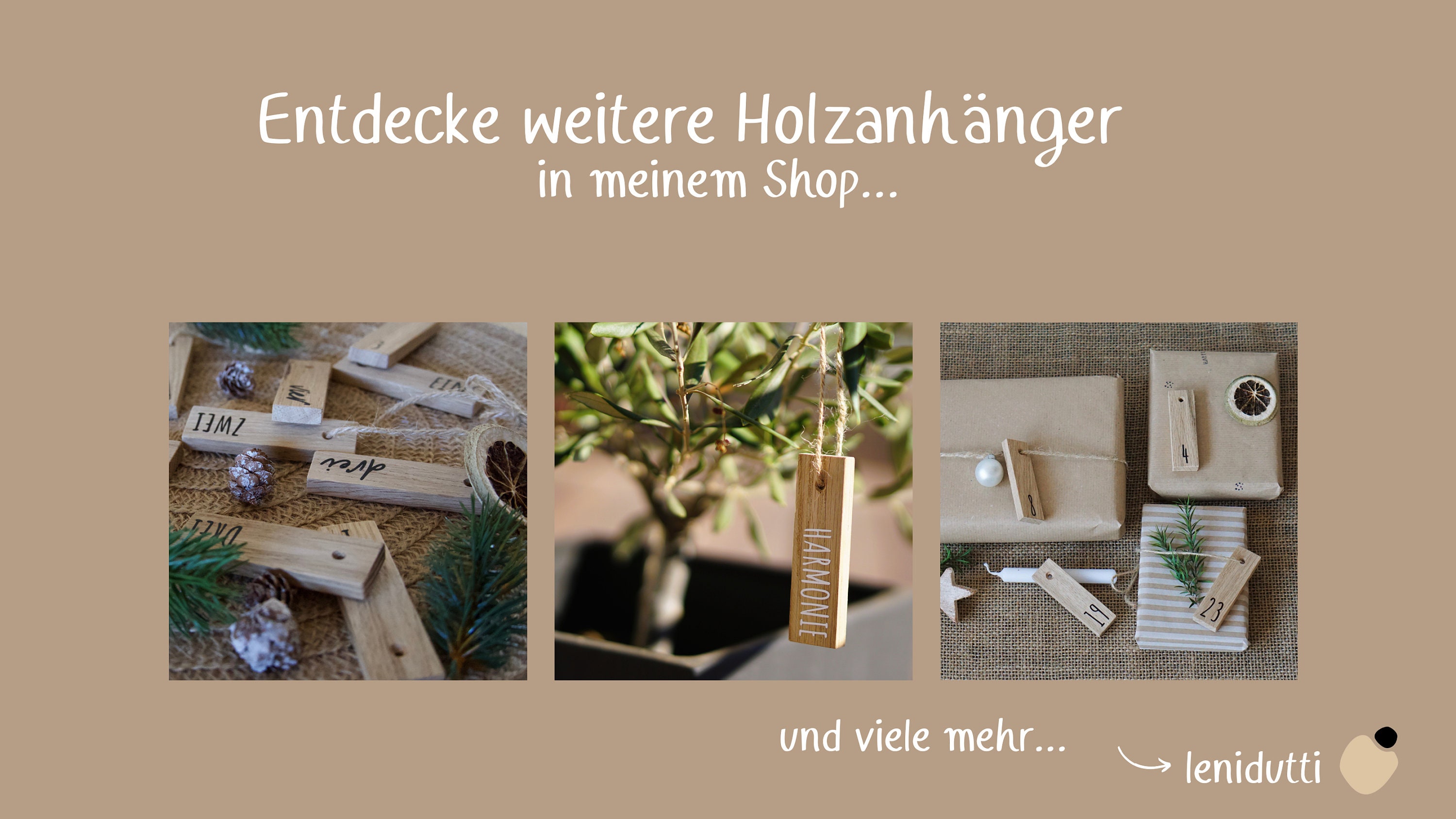 FLOFIA 48-teiliges Weihnachts Holzdekoration Set - Mit 12m Hanfseil Für DIY Christbaumschmuck