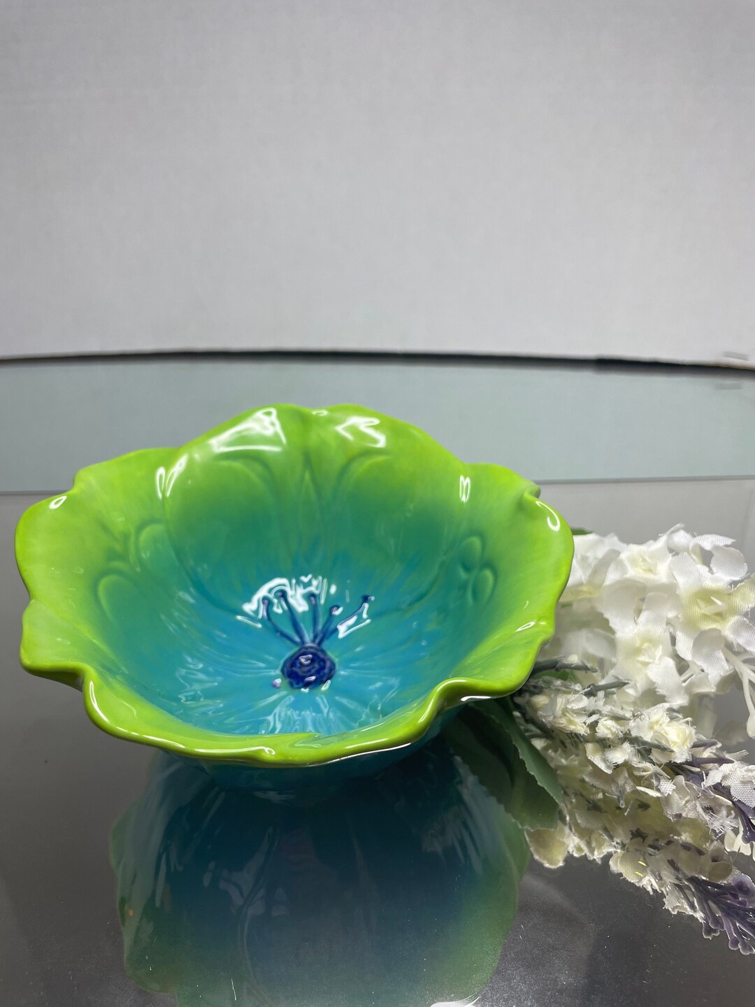 Grasslands Roads Ceramics Green Poppy Trinket Dish Etsy