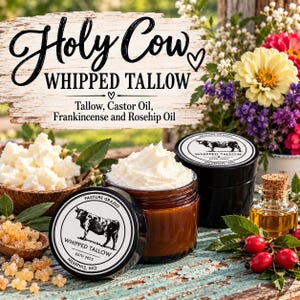 Whipped Grass Fed Tallow Face Cream: Rosehip, Frankincense & Castor Oil