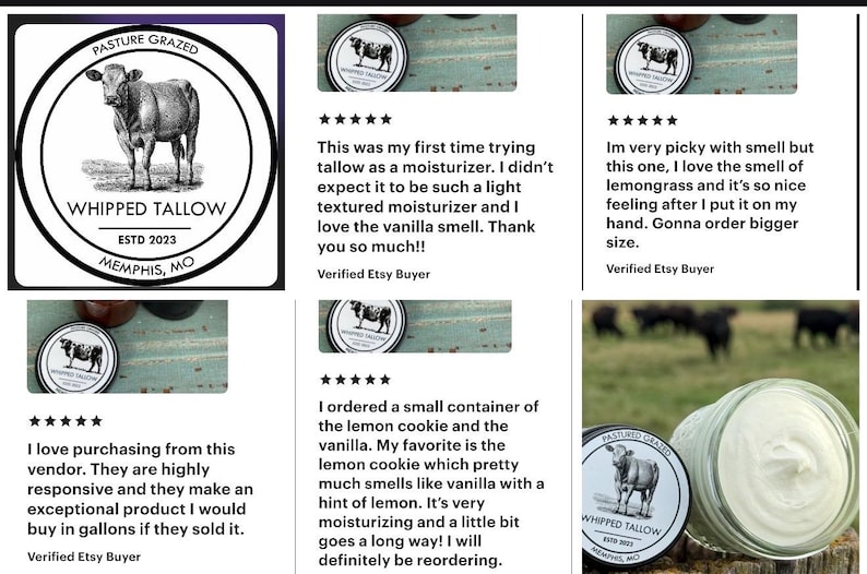 Whipped Tallow Balm: Grassfed, Natural Face Cream, Unscented/Scented, Small batches,Natural Skin Care image 11