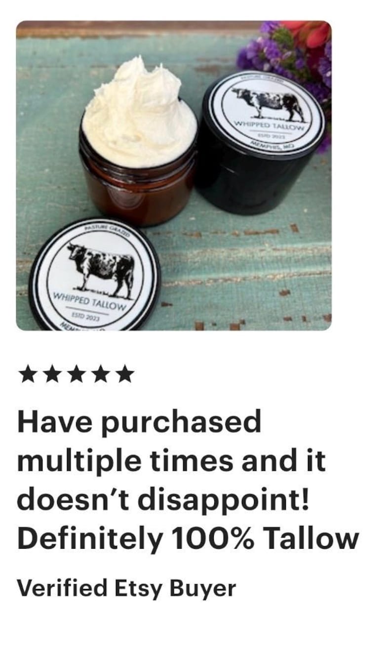 Whipped Tallow Balm: Grassfed, Natural Face Cream, Unscented/Scented, Small batches,Natural Skin Care image 19