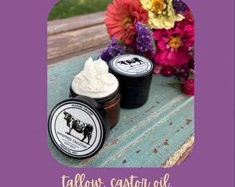 Whipped Tallow. Castor Oil. Frankincense.Rosehip Oil.Grass Fed Tallow.Small Batch.Tallow Face Cream.Natural Skincare. Non Toxic.Holy Cow