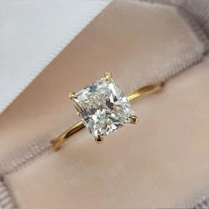 1.5 CT Cushion Cut Moissanite Engagement Ring- Forever One Cushion Solitaire Ring- Dainty Wedding Ring- Bridal Anniversary Gift