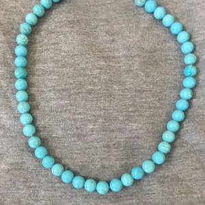 8mm Natural Turquoise Spiritual Beads Necklace with 925 Sterling Silver Lock