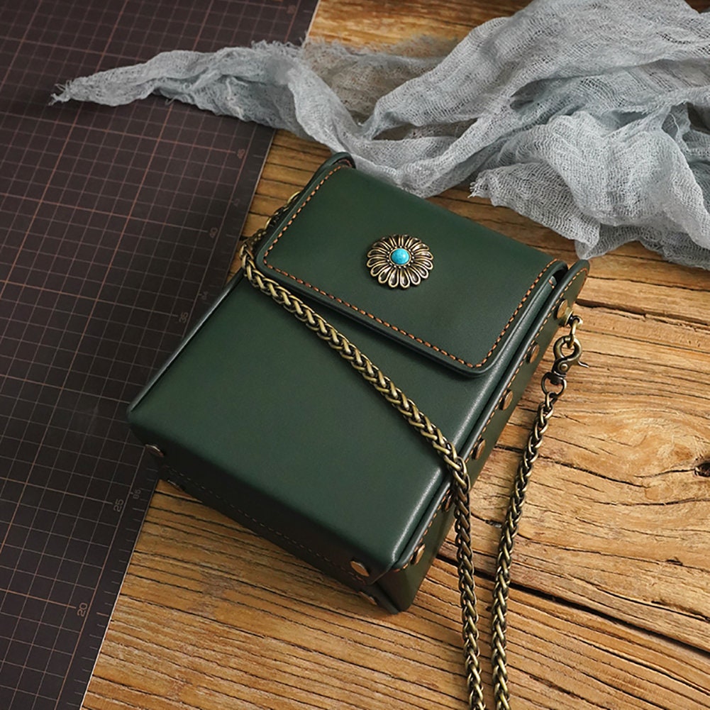 Bag DIY Kit Genuine Leather Bag Materials Kit Handmade Retro Etsy